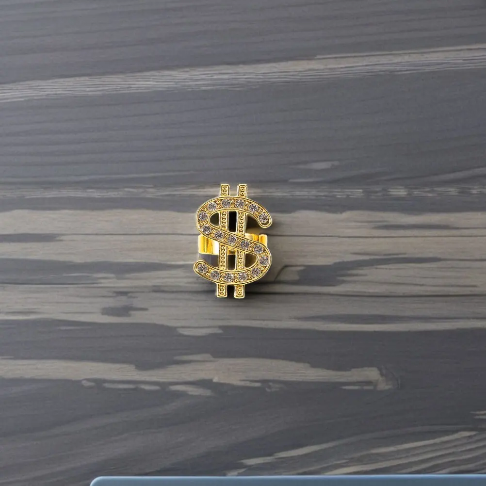 6 قطعة حلقات تسجيل المال تألق بلينغ الهيب هوب زي حفلة مغني الراب تأثيري اكسسوارات بيان فنجر الفرقة بيان الدائري