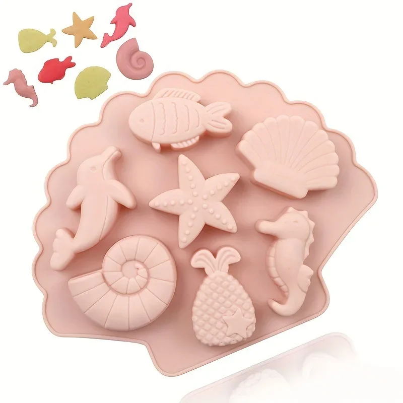 Ocean Themed Molds Jelly Mold Food Grade Kitchen Acceesories Candy Silicone Moulds Non-stick Pastry Baking Chocolate Cookie Bar