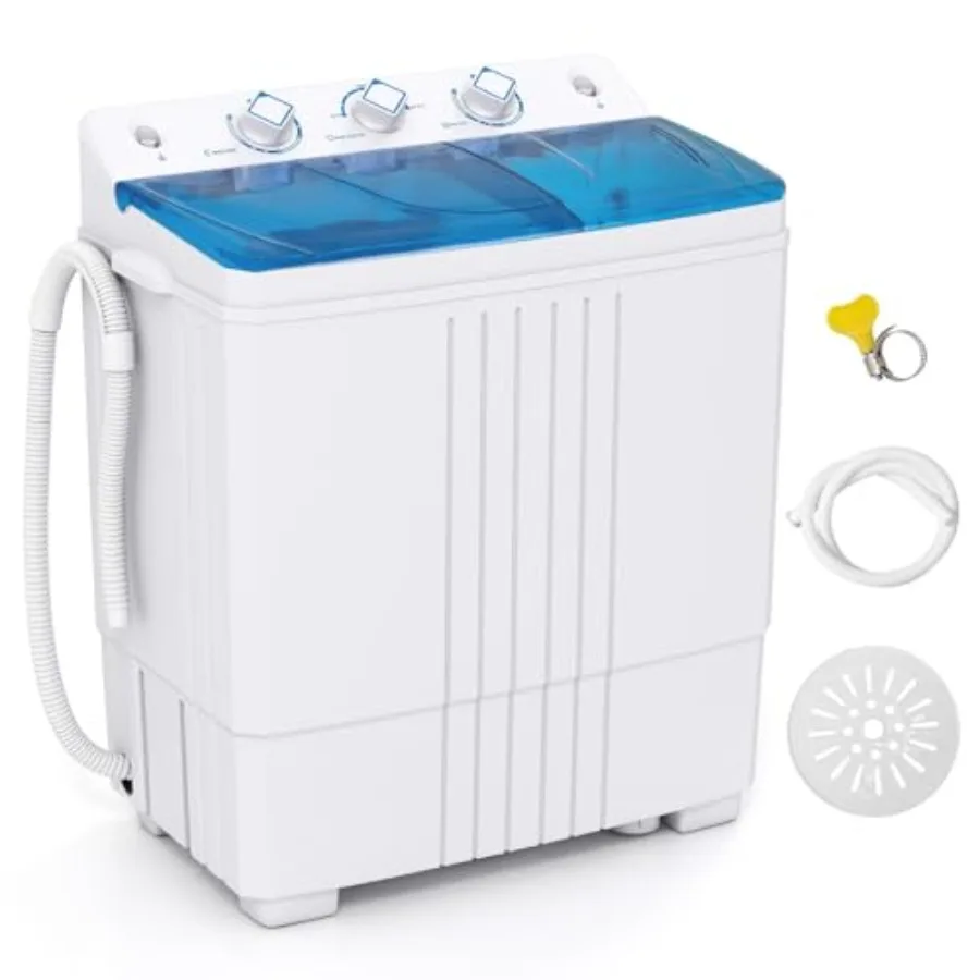 Compact Portable Washing Machine with 20 LBS Capacity Dual Function: 12 LBS Washing and 8 LBS Spin Drying Builtin Drain Pump an