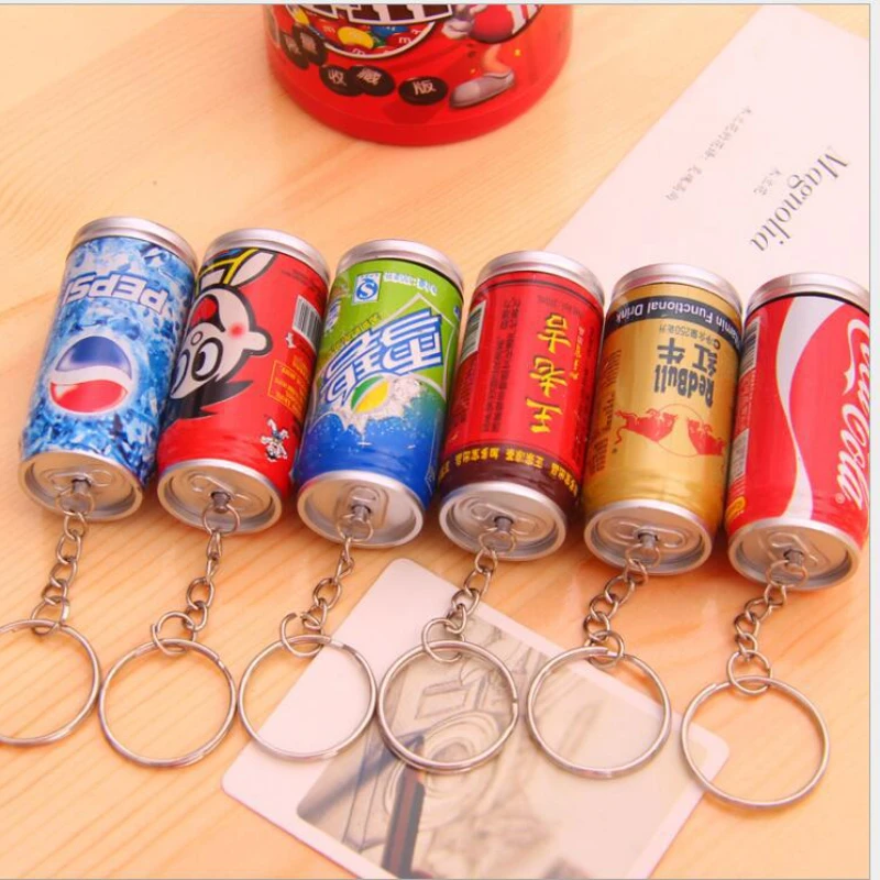 

24 Pcs Creative Stationery Plastic Cartoon Cans Beverage Retractable Keychain Ballpoint Pen Office Accessories Supplies