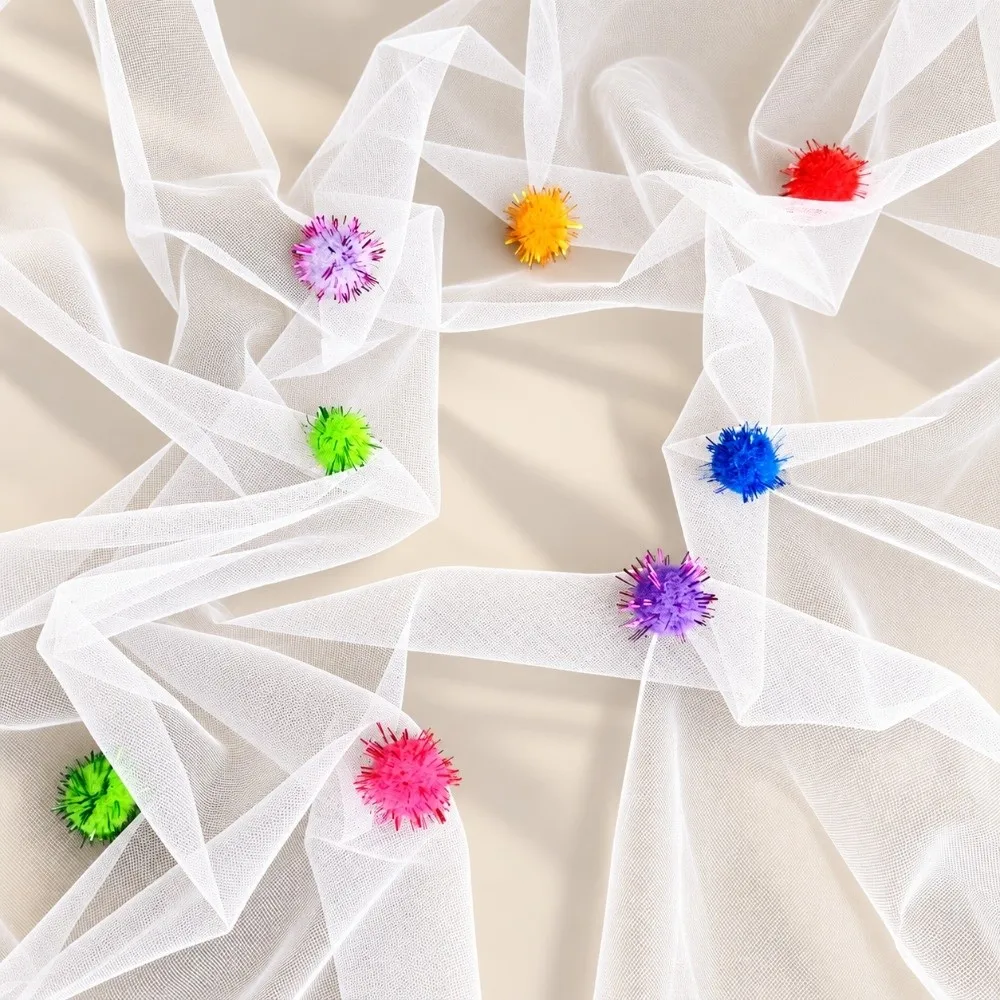 Decorative DIY Table Flag Multi-purpose Desktop Decoration Tulle Table Runner Home Decor 3D Pom-Poms Tablecloth Dining Room