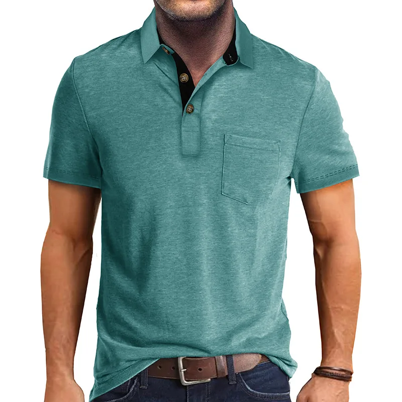 European and American men's short-sleeved lapel T-shirt, foreign trade men's POLO shirt cross-border top Polos wholesale P24001