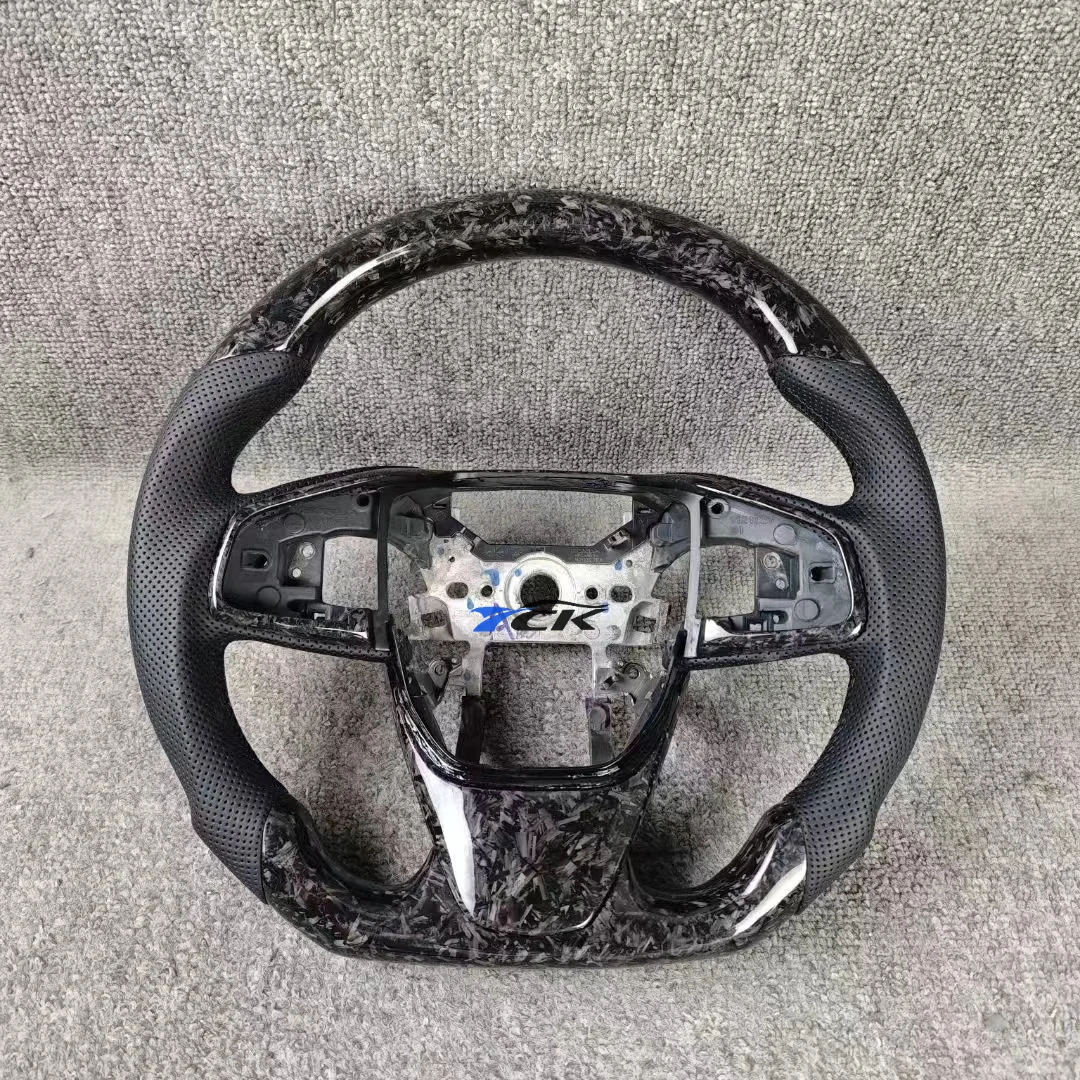 

Forge Carbon Fiber leather Steering Wheel For 2016 2017 2018 2019 2020 2021 Honda Civic 10th GEN