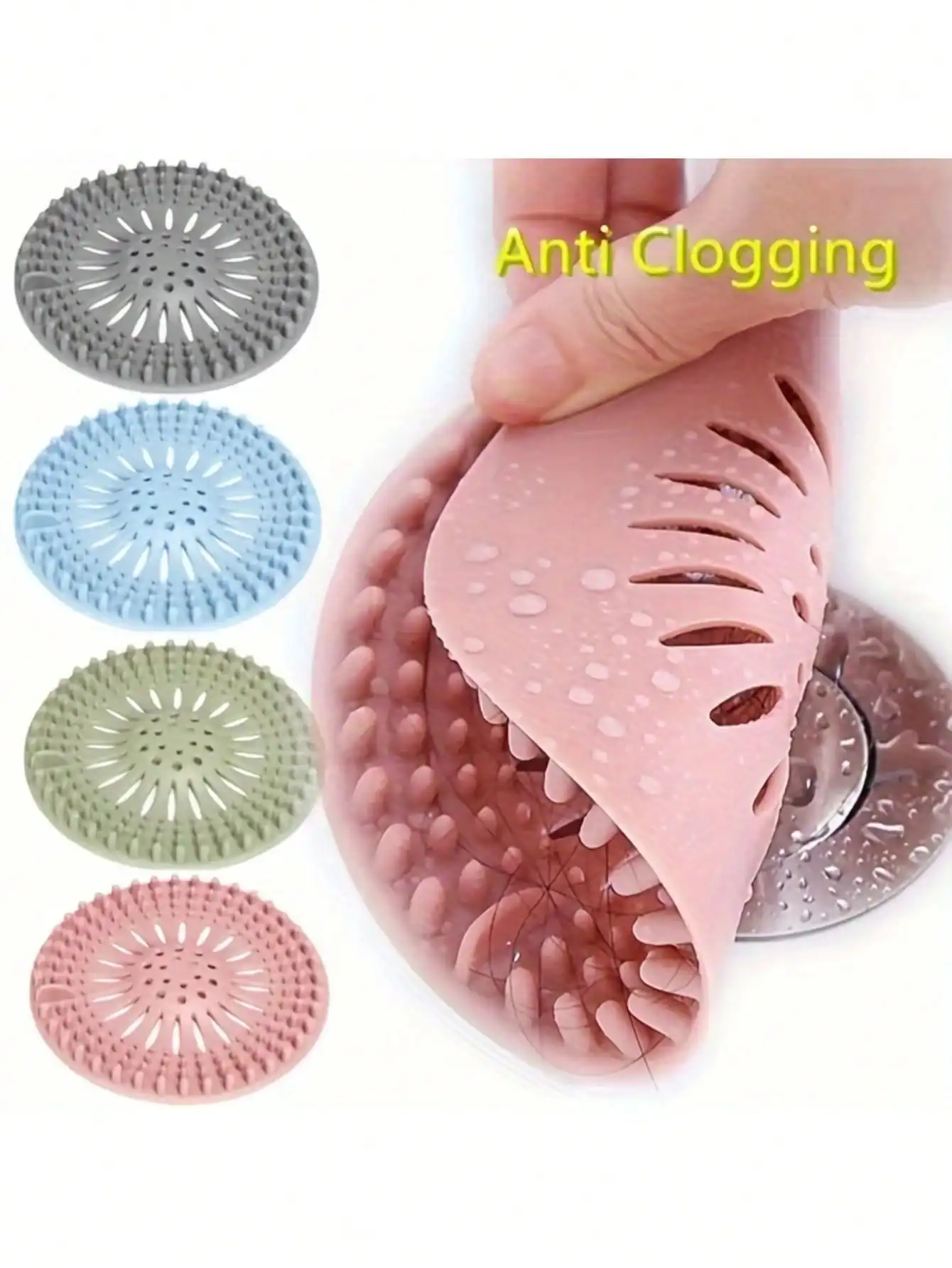 

Silicone Drain Hair Catcher Shower Drain Strainer Cover
