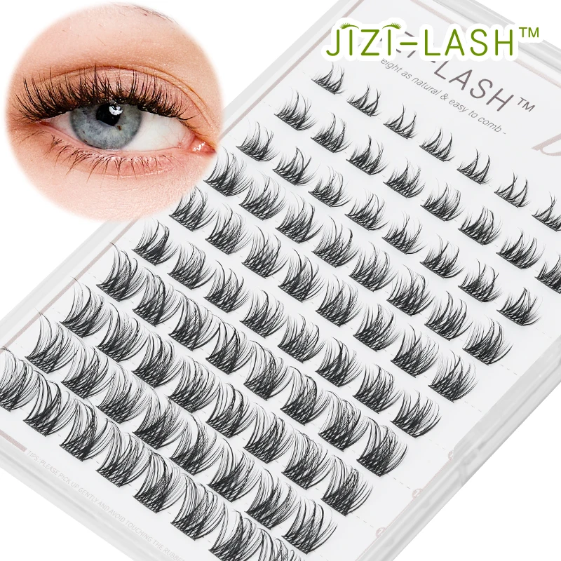 

JIZI-LASH DIY Cluster Lashes 8-16mm Mix Length Lashes Extension Kit Natural 3D Individual Eyelash Manga Lashes Daily Makeup