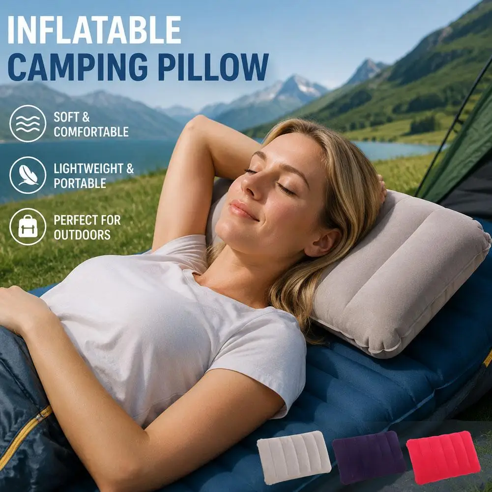 47x30cm Air Cushion Pillows Outdoor Camping Sleep Cushion Folding Square lnflatable Pillows Travel Backrest Plane Head Rest Big