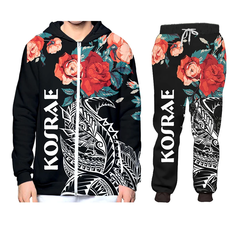Tahiti Polynesia 3D Hoodies Suits Men's Sweatshirt Joggers Funny Harajuku Print Set Fall Winter Unisex Tracksuit Clothes PantS