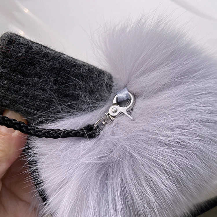 Real Fox Fur Gloves Knitted Women Mittens Winter Girls Fashion Fluffy Warm 100% Real Fox Fur Gloves