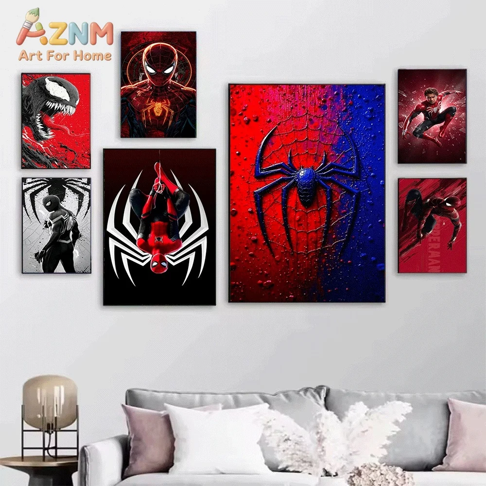 Superhero Spider‑Man Venom Comic Canvas Wall Art Print Poster Unframed Canvas Painting Home Living Room Bedroom Wall Decor Gif
