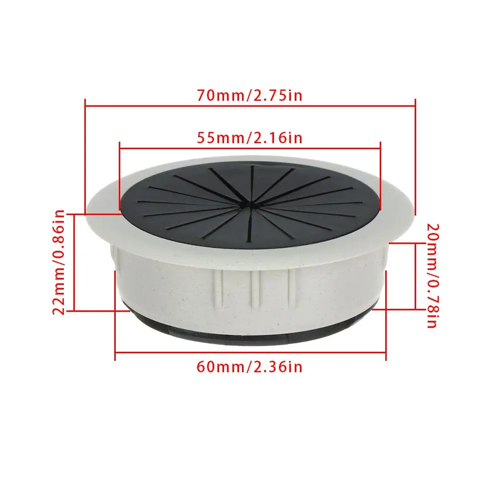 60 مللي متر ABS البلاستيك الكمبيوتر الجدول سلك ثقب غطاء مكتب مكتب جروميت كابل المشبك الأسود الغبار التوصيل سلك مرتبة التخزين المنظم