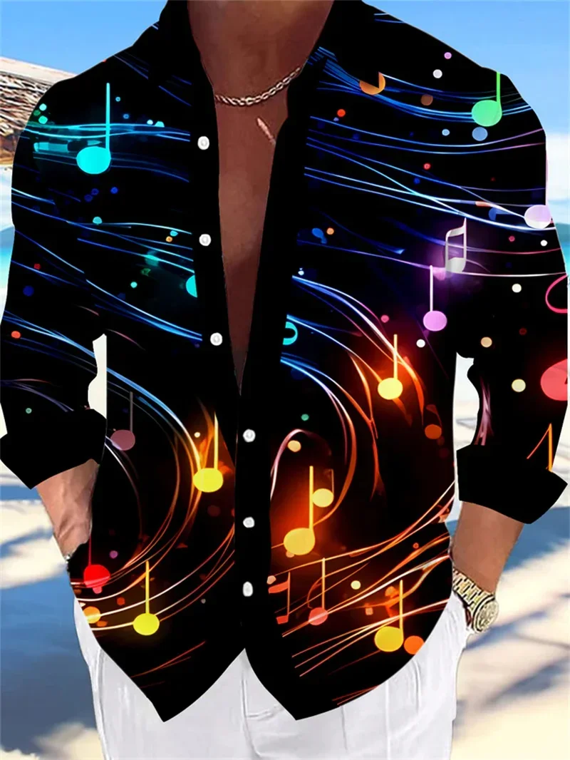 New Men's Ethnic Patterns Shirt Autumn Bee Casual Shirt Retro Shirt Long Sleeved Pattern Street Men Business Simplicity Clothing