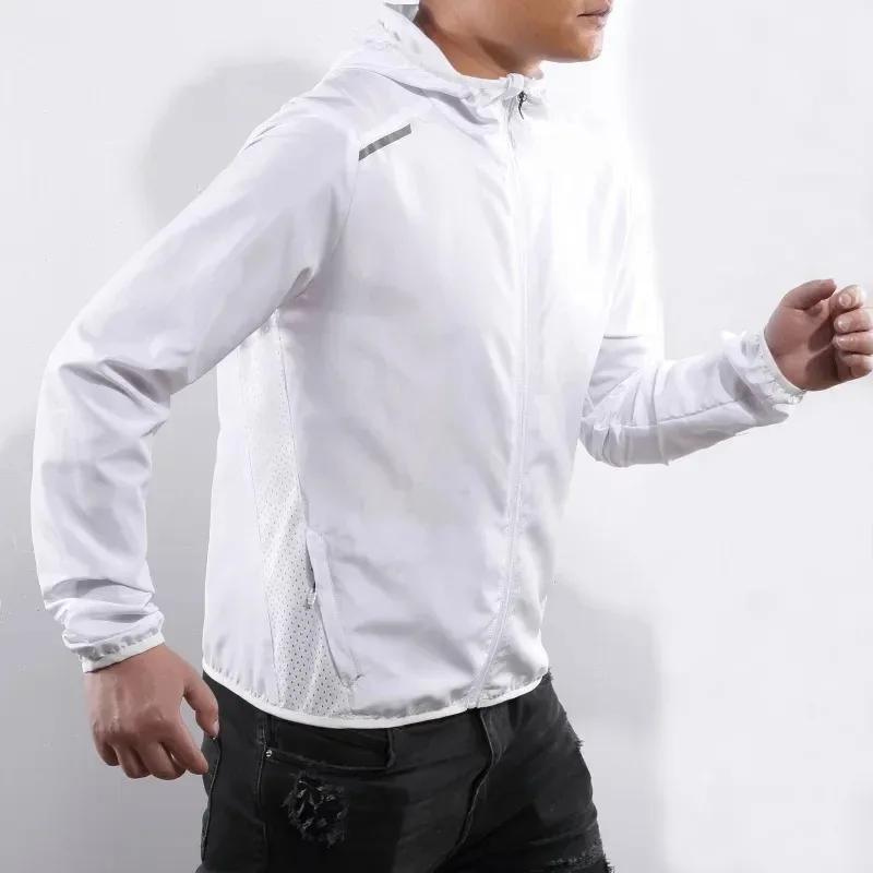Men's Running Jacket Spring and Autumn Reflective Gym Hooded Men Coat Jogging Sportswear Breathable Male Jackets