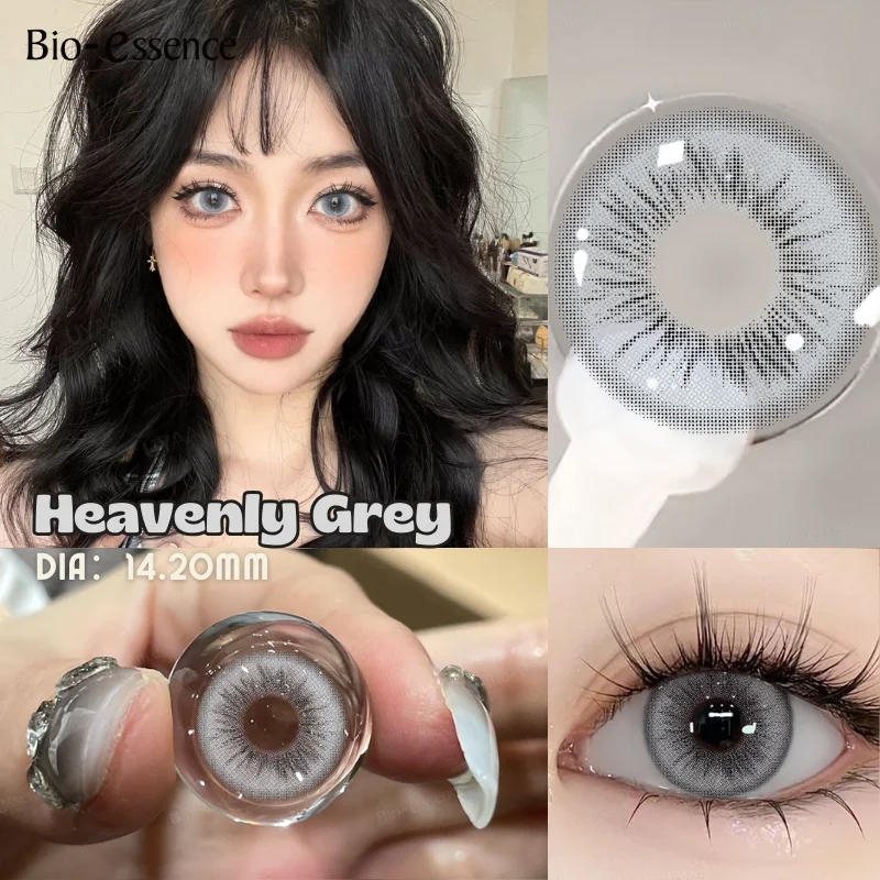 Bio-essence 2Pcs Blue Green Contact Lenses Yearly New Pinky Lens Brown Colored Cosmetics Gray Big Eyes Korean Student Pupil