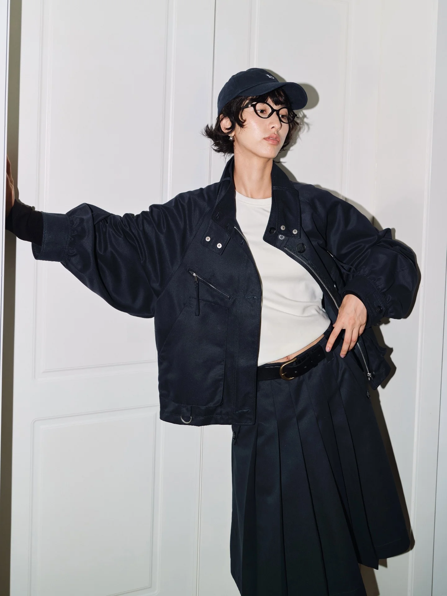 

Lantern Bird "Flng News Office" Lustrous Woven Cotton Quilted Two-tone Stand Collar Jaet Cotton Outerwear 6969