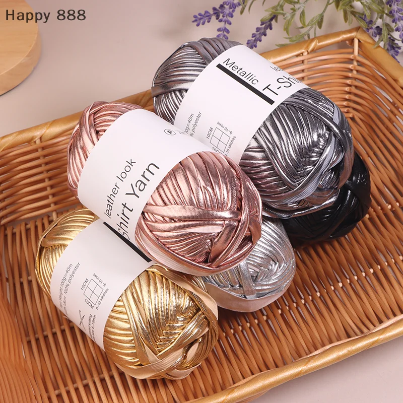เส้นด้ายถักหนังเทียม 40 ม./ม้วนเงา - เหมาะสําหรับการถัก DIY กระเป๋าทํามือ ผ้าห่ม และหมอนอิง