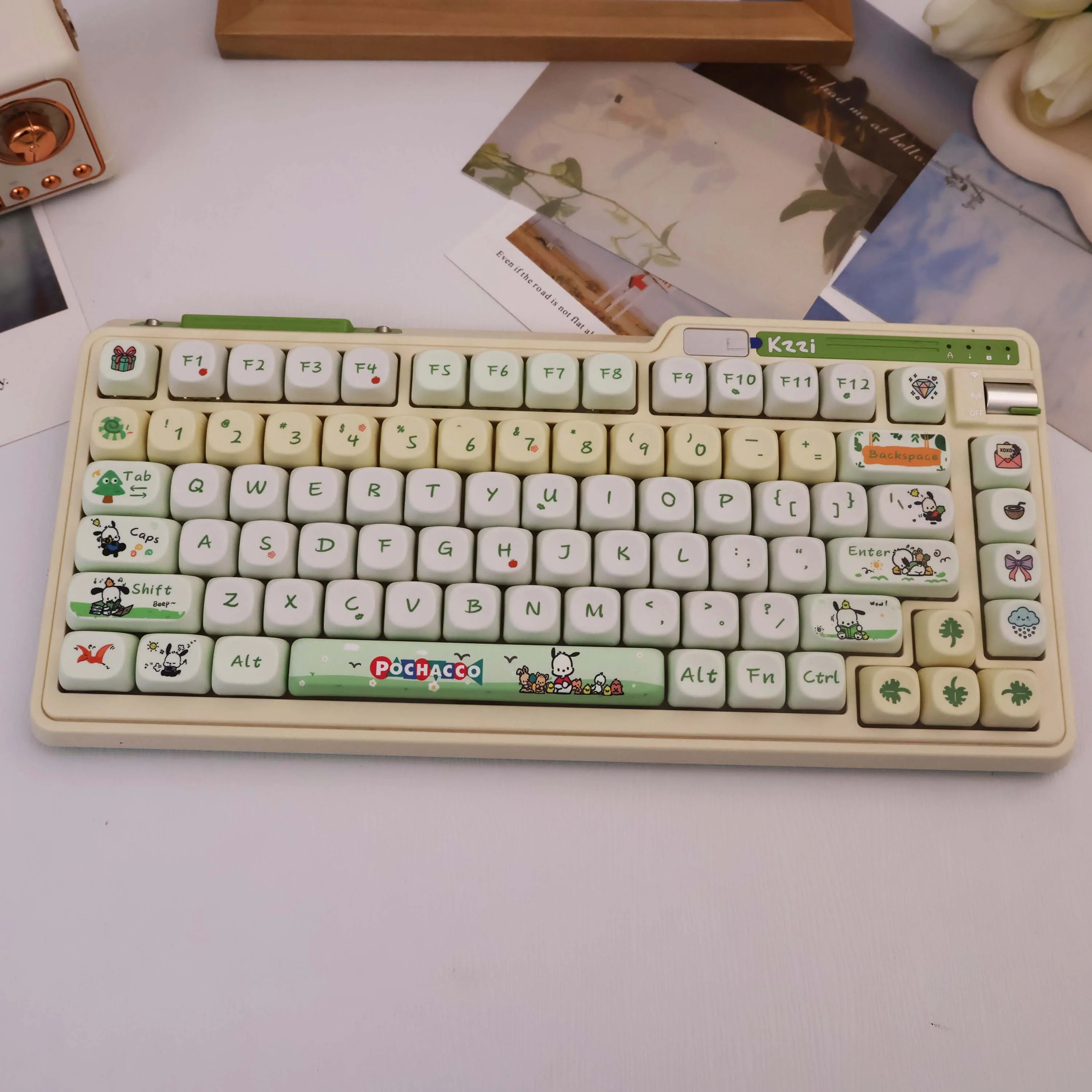 133 Keys Green Pochacco PBT Keycap Set, Dye Sub MOA Profile, Fits 61/68/87/96/104/108 MX Switch Mechanical Keyboard