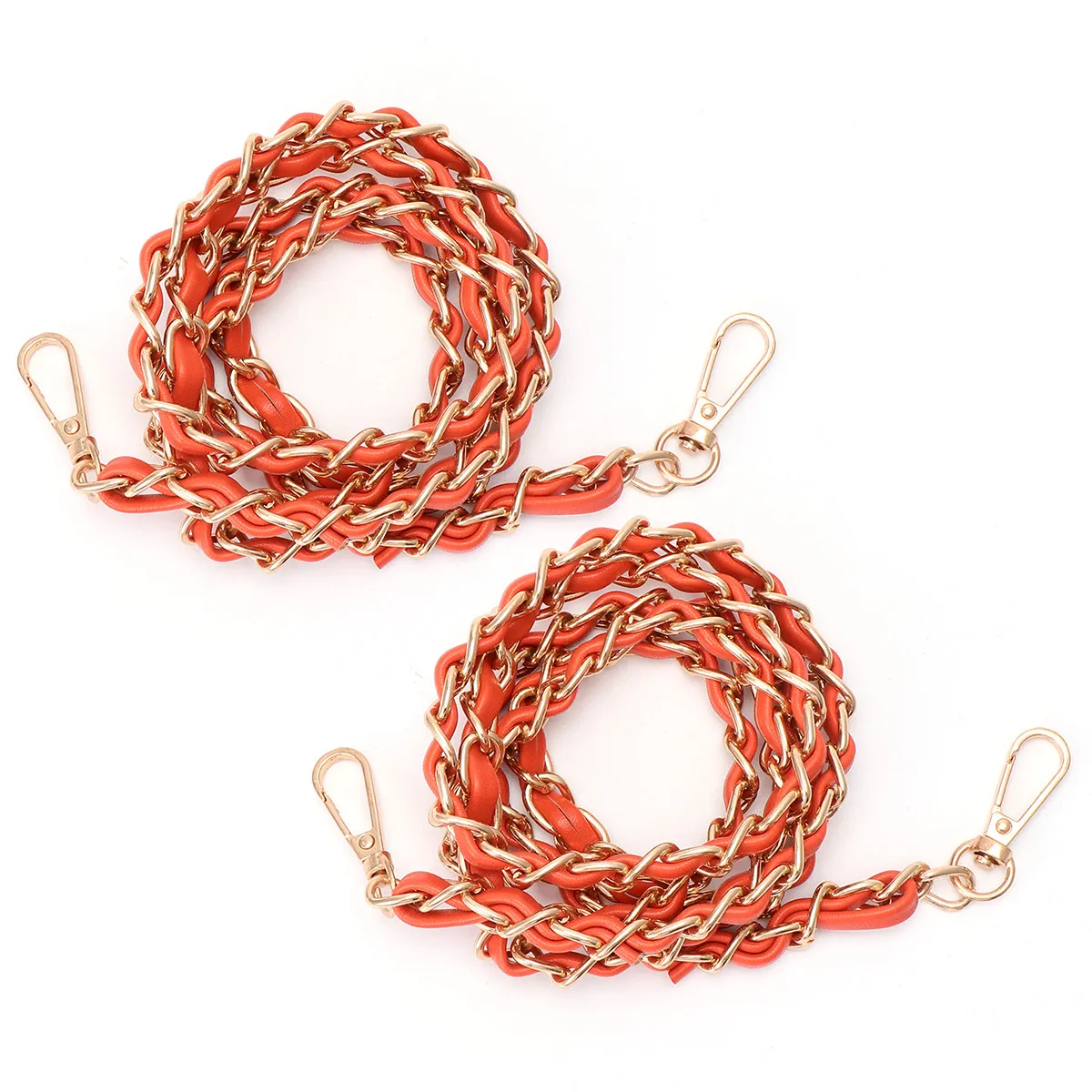 

2 шт. оранжевые съемные металлические плечевые ремни-цепочки для клатчей, модные сменные плоские цепочки, аксессуары для DIY