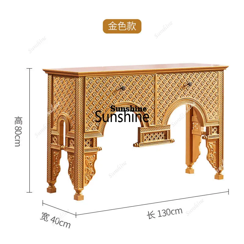 TDHandmade solid wood carving flower Zen table, retro Zen Chinese living room entrance table