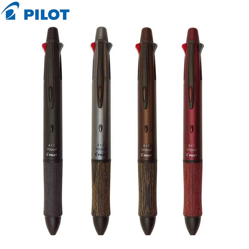 Pilot 4+1 WOOD Multi-Function Pen Resin-Impregnated Wood Grip 0.7mm 4-Color Ballpoint 0.5mm Auto Pencil in One Japan Stationery