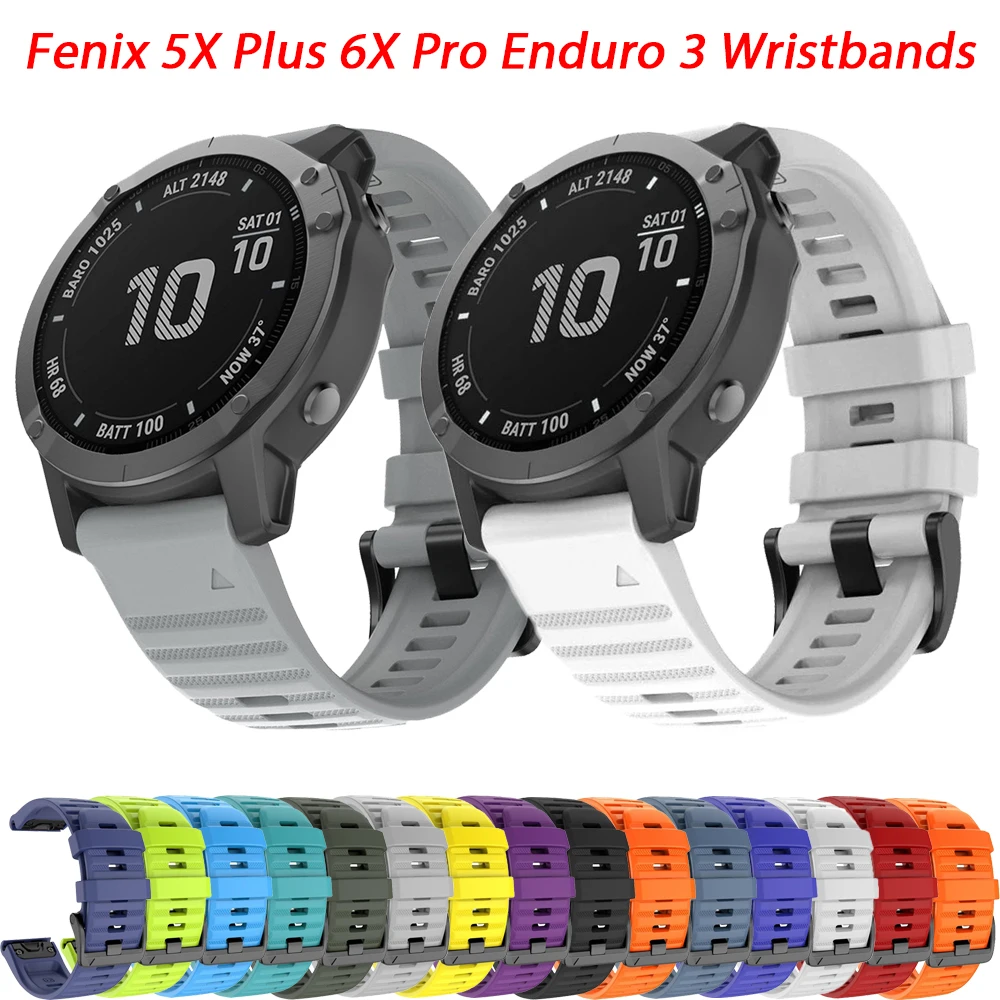 QuickFit 22mm 26mm Silicone Watch Band For Garmin Fenix E 8 5 5X 6X 7 7X/Epix Pro Gen 2/Mk2 Mk2i G1/Official Enduro 3 2 Strap