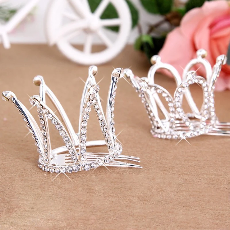 Kids Girls Glitter Crystal Rhinestone Twinkle Princess Crown Tiara Flower Girl Wedding Birthday Prom Hair Accessories