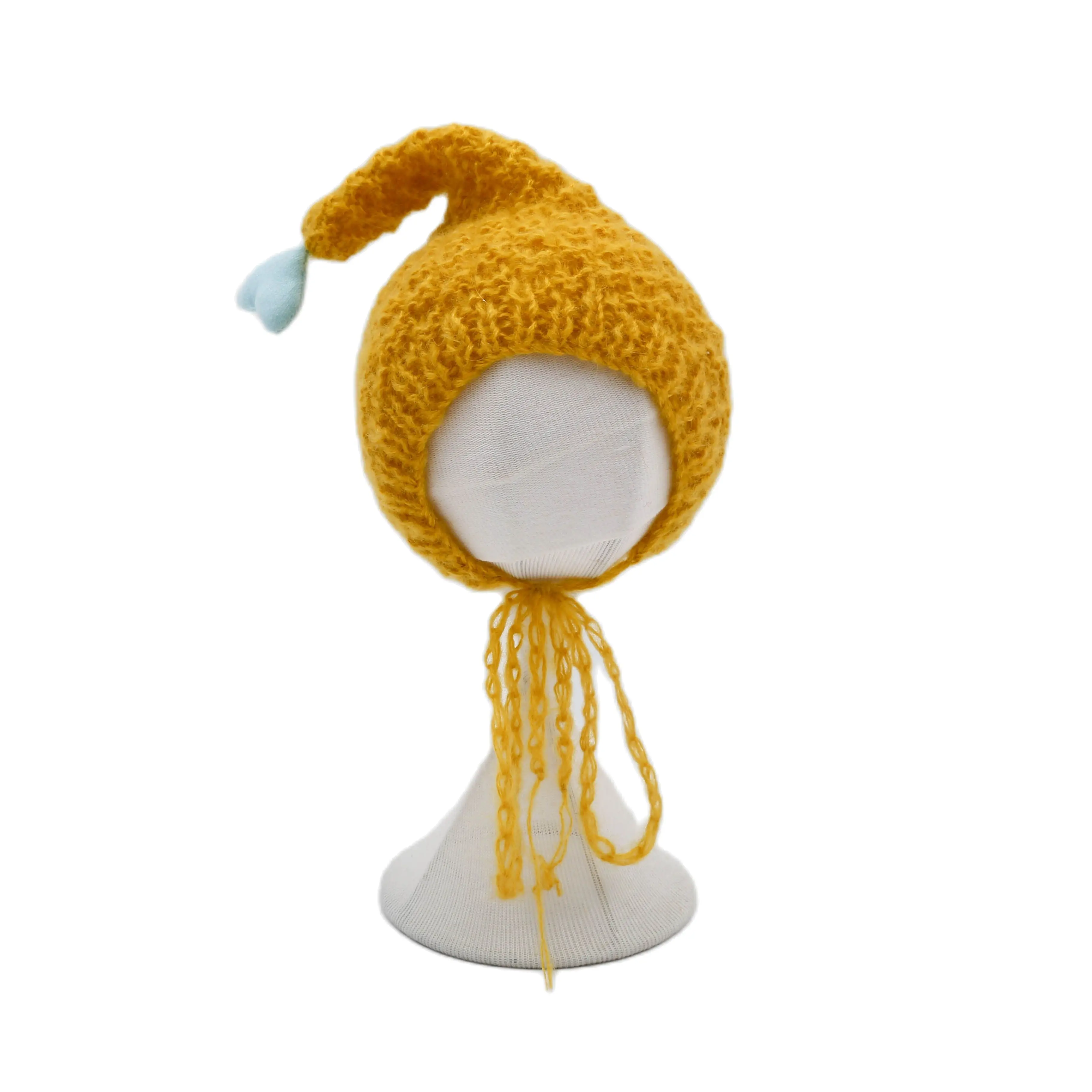 

New Mohair Knitted Stretch Bonnet Newborn Photography Props Soft Crochet Baby Girl Lace Hat Jersey Infant Animal Cap Photo Shoot