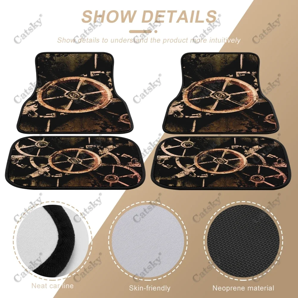 Steampunk Car floor mats 4 piece set front and rear carpet complete set suitable for truck auto accessories