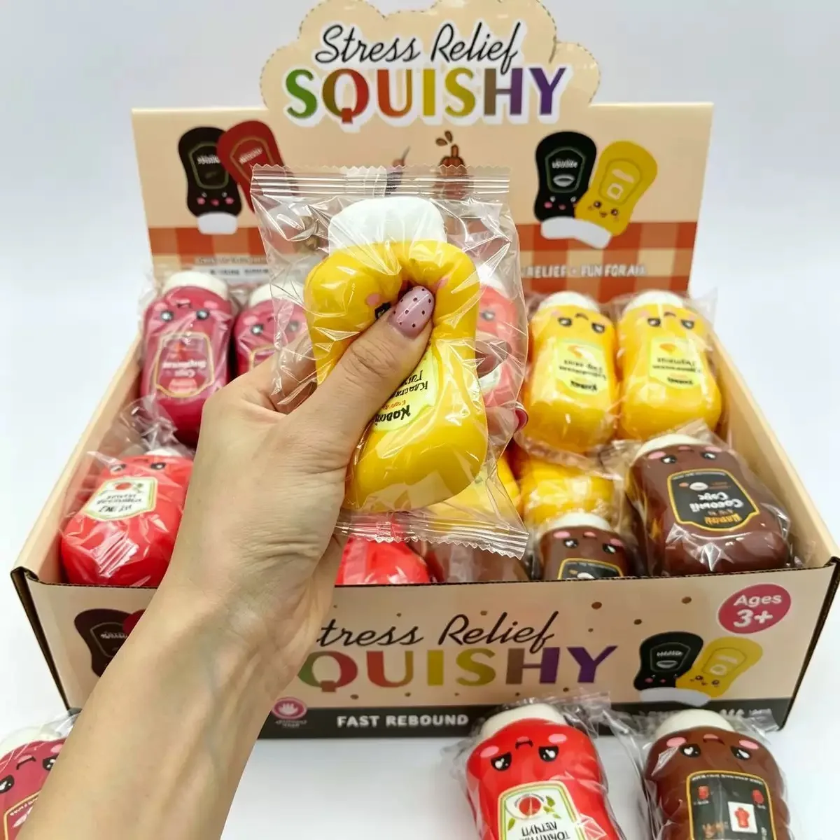 Hot Sale Simulated Sauce Bottle Food Squishy Toy Stress Relief Squeeze Fidget Toy ASMR for Adults Stress Relief Creativity Gift