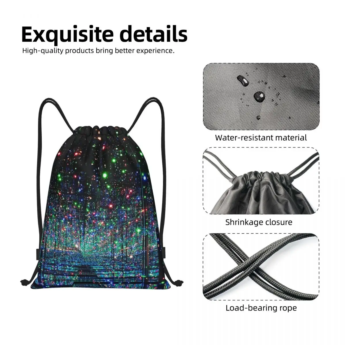 Yayoi Kusama Aesthetic Neon Drawstring Bag Men Women Portable Gym Sports Sackpack Shopping Backpacks