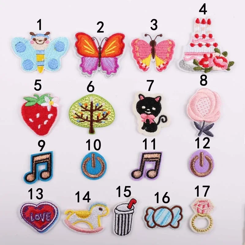 Cartoon DIY Little Butterfly Cake Love Heart Decoration Patch Sticker for Clothes on Iron Embroidered Patch for Backpack Handbag