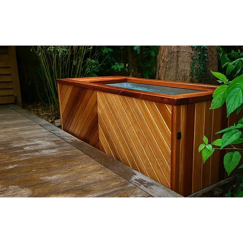 Hachillspa Cedar Ice Bath Outdoor Cold Therapy Spa Athlete Recovery Stainless Steel Thermowood Option Ice Bucket WIFI Remote
