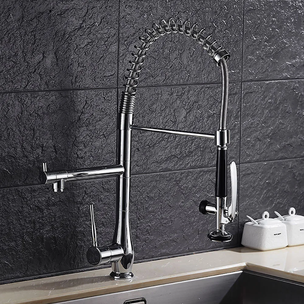 9068L Kitchen Faucet Chrome Brass Tall kitchen faucet mixer Sink Faucet Pull Down Spray Single Handle Swivel Spout Mixer Taps