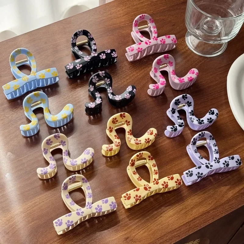 

1 шт., милый кошачий коготь с принтом, разноцветный мини-S-образный зажим в форме акулы, заколка для волос с боковой пластиной в форме сердца для девочек, заколки для волос для девочек