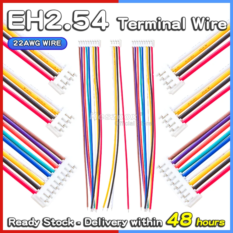 

Tcenofoxy JST EH2.54mm проводной Кабельный соединитель 2/3/4/5/6/7/8/9/10Pin 100/20/30/50/40/80cm Длина Штекерный гнездовой разъем 22AWG