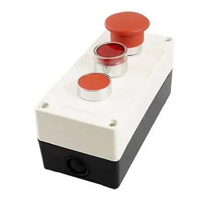 

DC 12V Red Indicator Light Mushroom Head 3NC Momentary Push Button Station