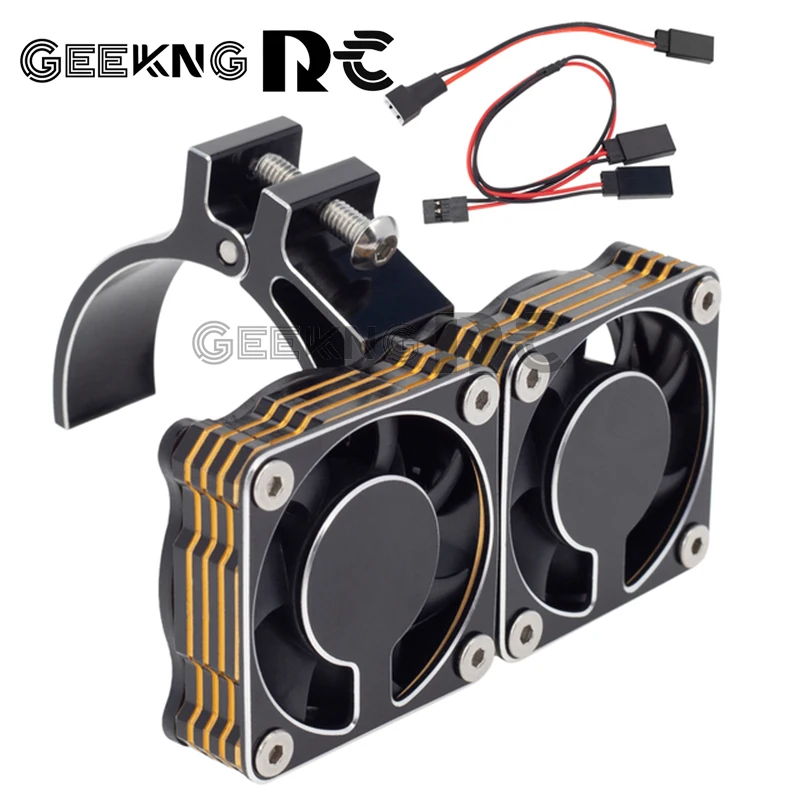 Racing 49MM Motor Heatsink Brushless 4010 Metal Dual Fan Ajustable Mount 47-51mm for Traxxas ARRMA 4985 1717 1/8 1/5 RC Car