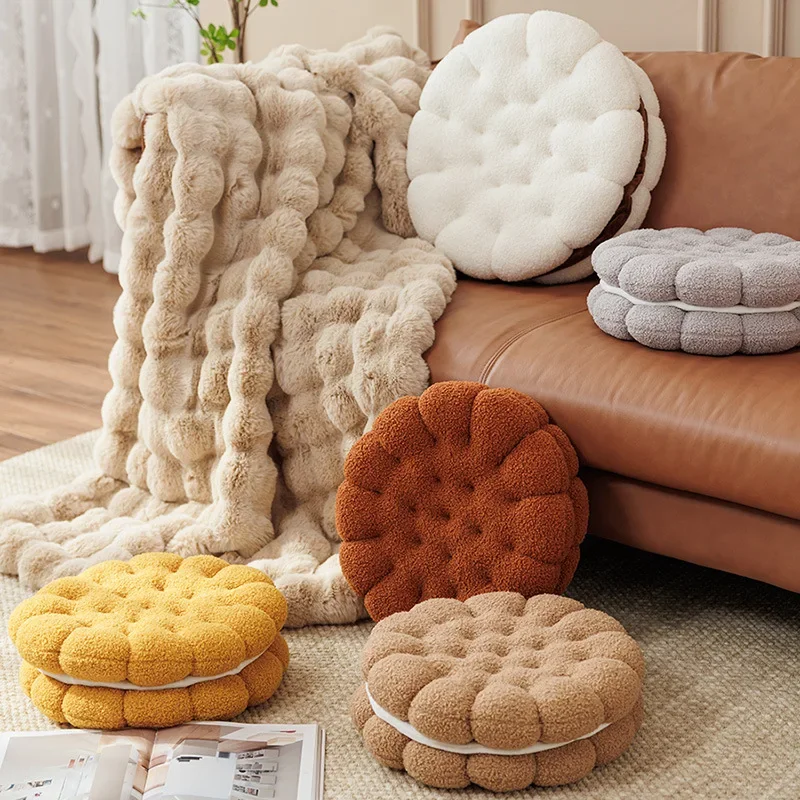 yesRound Sandwich Biscuit Sofa Pillow Soft Comfortable Thick Seat Cushion Living Room Bedroom Home Decor Throw Pillow Back Cushi