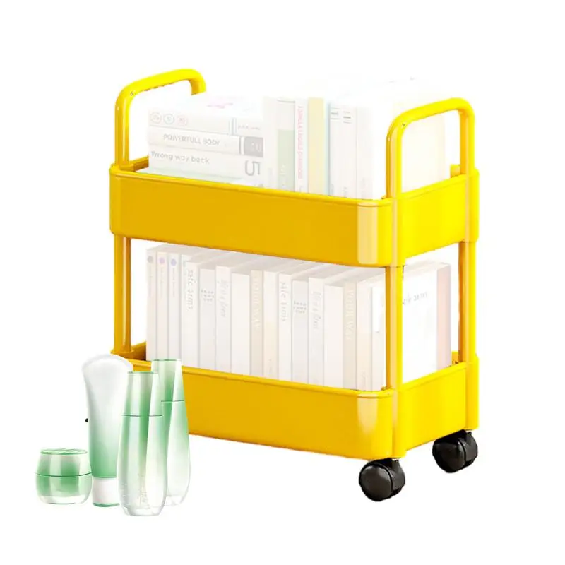 Rolling Storage Cart 2 Tier Utility Cart Trolley On Wheels Kitchen Storage Multifunctional Tiered Utility Slide Out Organizer