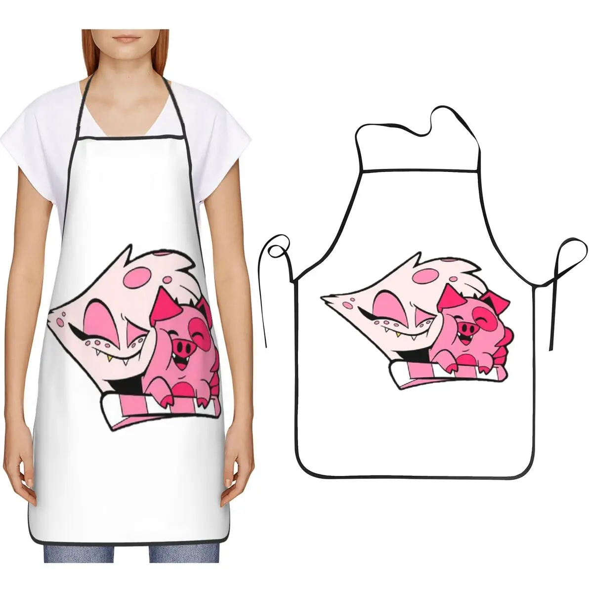 Angel Dust And Fat Nuggets Hazbin Apron Chef Cooking Baking Tablier Bib Kitchen Cleaning Pinafore for Women Men Painting