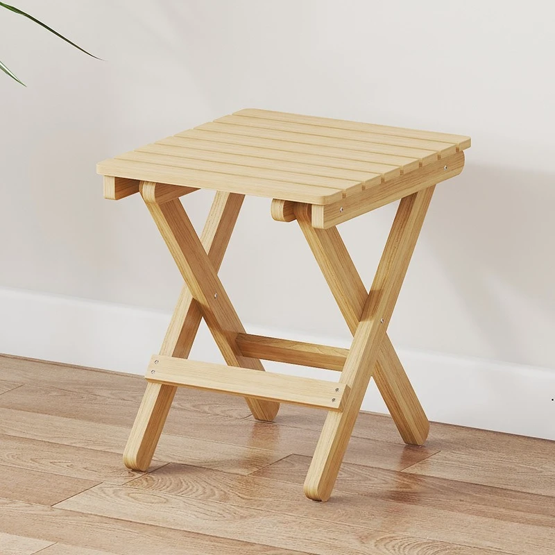 Stable Folding stool household solid wood outdoor portable simple small bench Mazar shoe changing stool