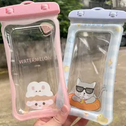 Fashion PVC Waterproof Bag Cute Rectangle Touch Screen Diving Bag Transparent Cartoon Mobile Phone Waterproof Bag Swimming Pool