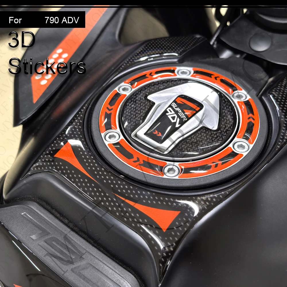 

For 790 Adventure Motorcycle 3D Tank Pads, Anti-Scratch Slip Resistant Oil Knee Protection Side Grips Kit