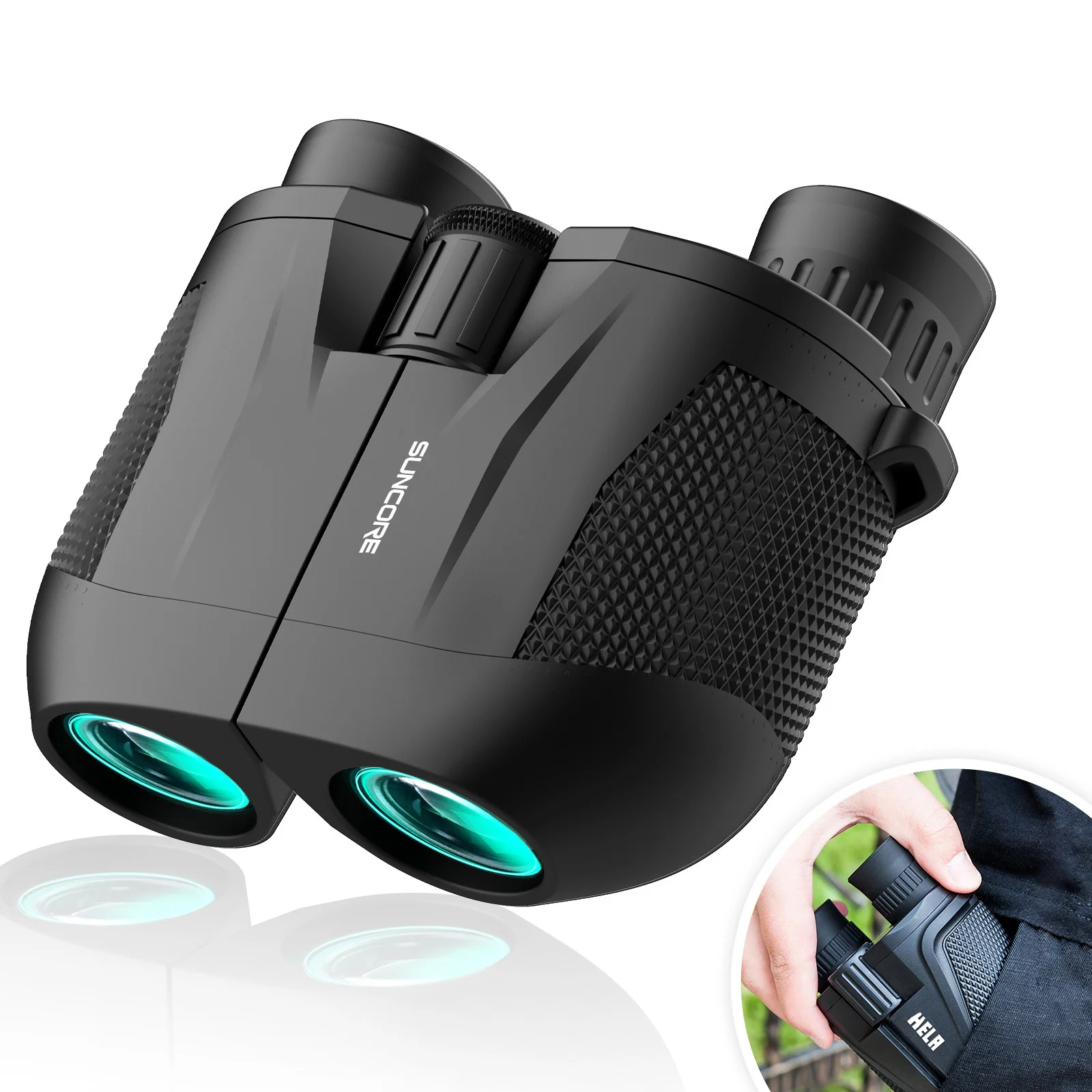 

SUNCORE New FMC Coated Raccoon L Binoculars: 10x25 HD, portable and compact binoculars with BAK4 prism.