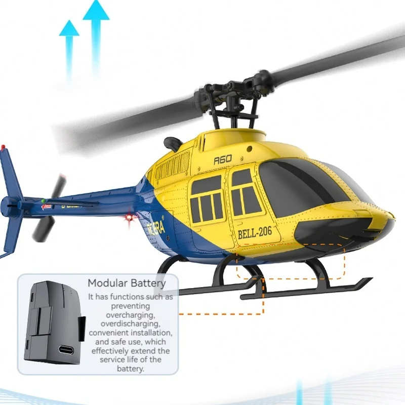 RCERA A60 presión de aire altura fija 4 canales Helicóptero de Control remoto juguete hélice única modelo resistente a caídas para mayores de 14 años