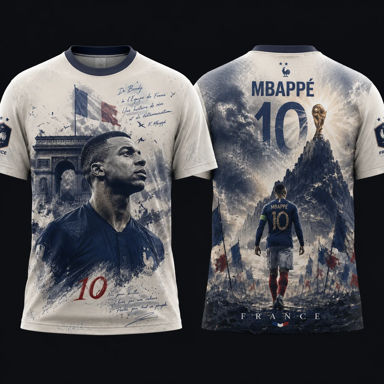 France Football Theme Vintage Print Short Sleeve Jersey, National Flag Arch Graphic Quick Dry Unisex Fan Football Sports T-Shirt