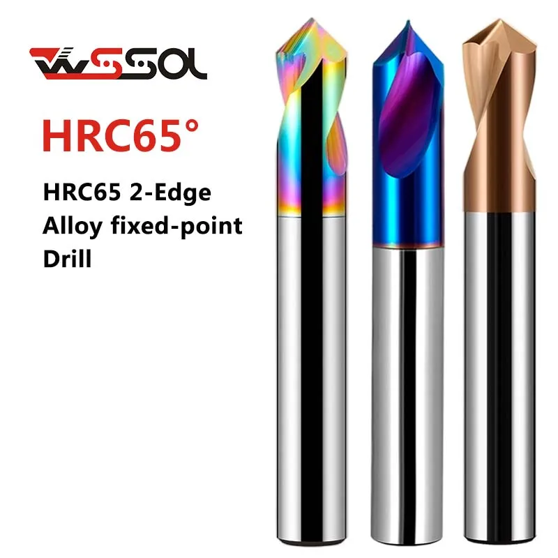 HRC65 2-edge aluminum alloy fixed point drill high hardness coating spiral chamfering knife 60 degree 90 degree 120 degree fixed