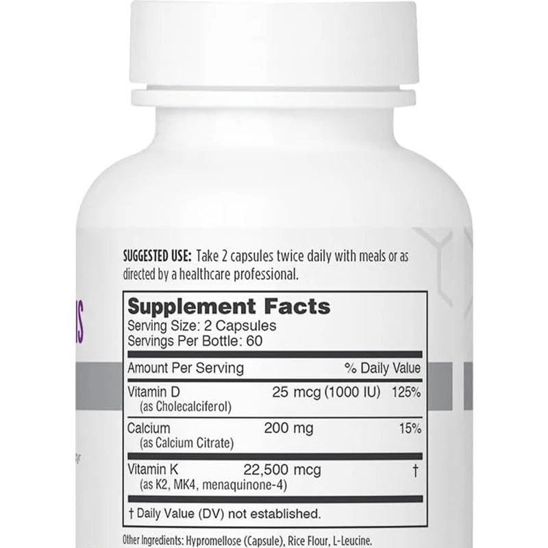 Bone Support, Vitamin D and K Calcium Citrate Supplements, Helpful for Health and Function, 60 Vegetarian Capsules