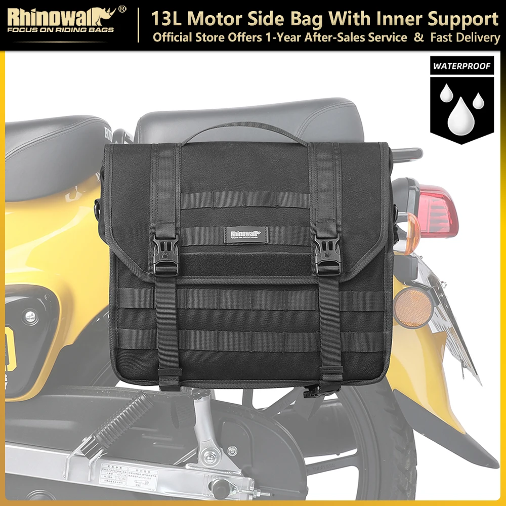 

Rhinowalk Motorcycle Side Bag 13L Waterproof Quick Release Motor Saddlebag With Inner Support Board Tail Rack Storage Luggage