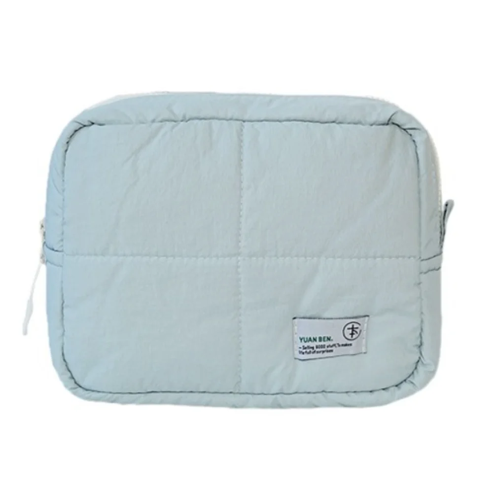 

Suitcase Quilted Makeup Bag Puffer Solid Color Cosmetic Pouch Square Soft Skincare Storage Bag Toiletries