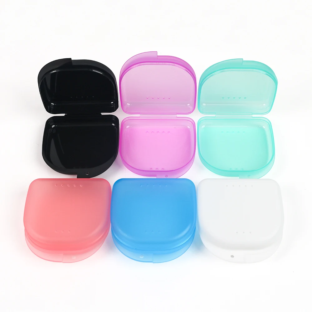 50pcs Orthodontic Retainer Case Mouthguard & Dentures Storage Box Dental Containers with Vent Holes Frosted Finish